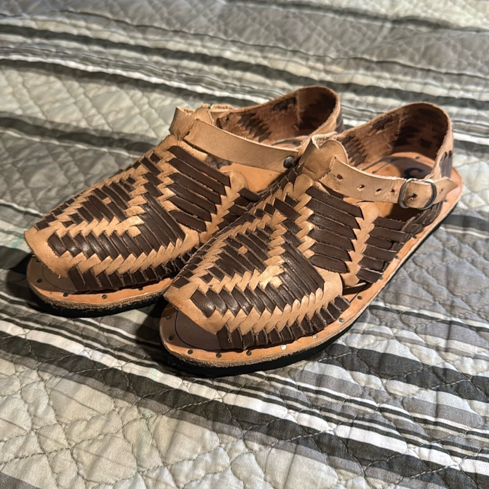 Mexican Brown/Tan Huaraches Chanclas Sandals for Kids Originally Made in Mexico